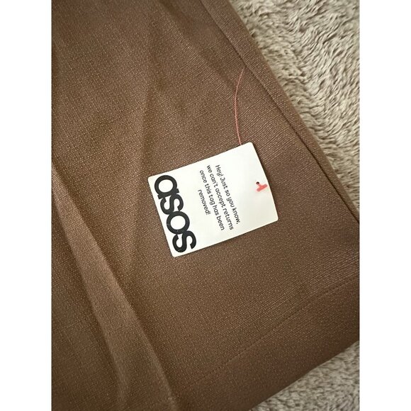 ASOS DESIGN Curve tailored ankle grazer pants with PU belt in mocha Size 16 New - Picture 6 of 16